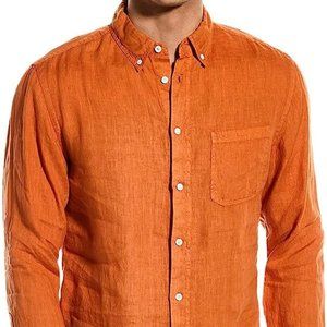 Billy Reid Tuscumbia 100% Linen Button Down Shirt Orange S NWT